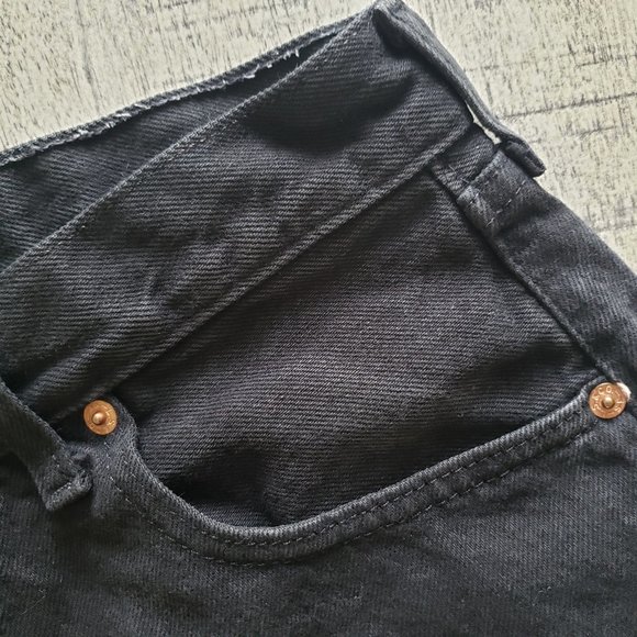 Levi 501 Black Ribbon Trim Denim Shorts - Picture 5 of 16